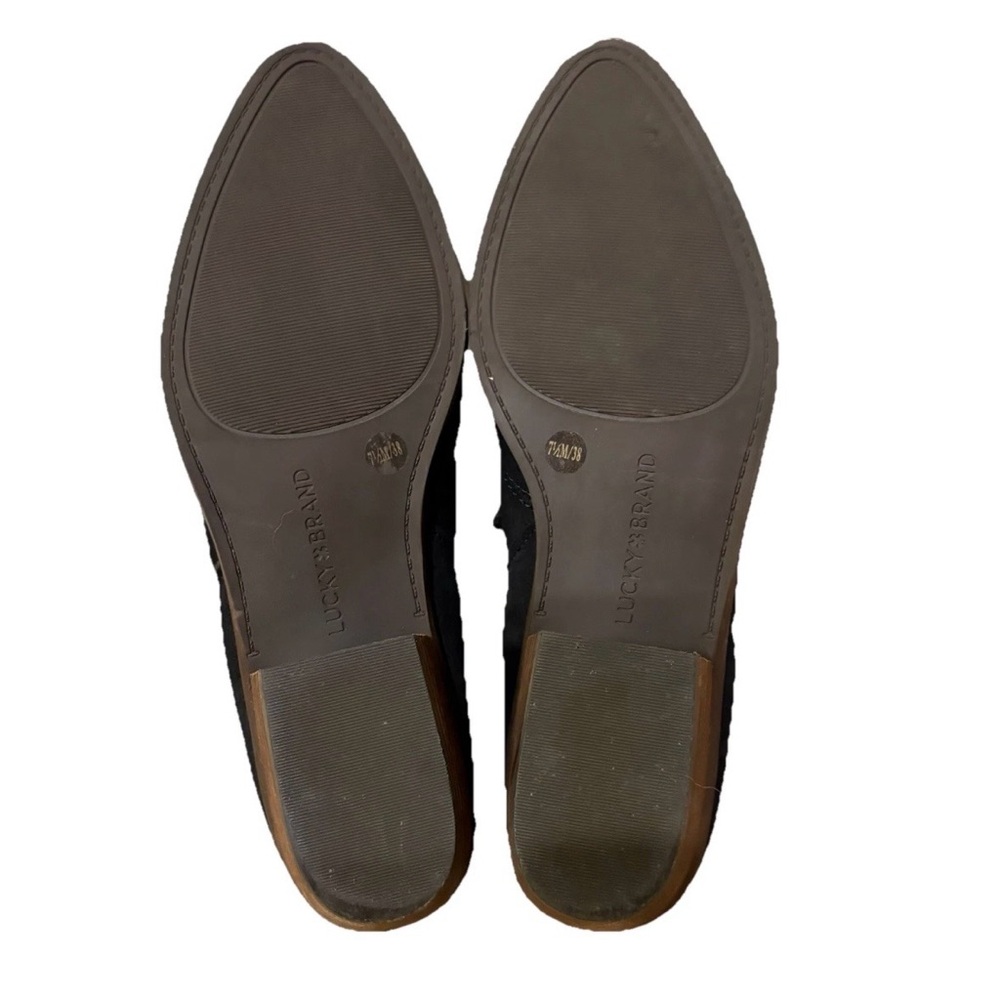 Lucky Brand Black Leather Slip On Mahzan Flat Womens Sz 7.5 - Picture 5 of 7